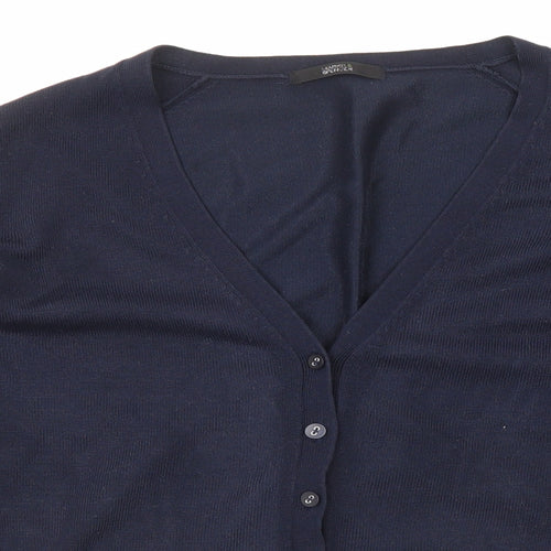 Marks and Spencer Womens Blue V-Neck Acrylic Cardigan Jumper Size 12