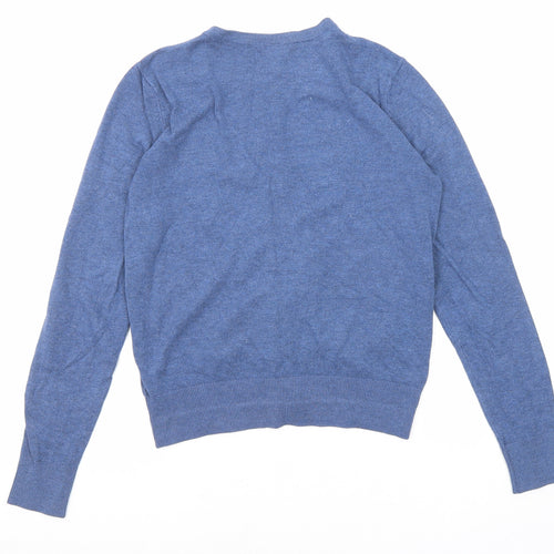 H&M Womens Blue Round Neck Viscose Cardigan Jumper Size S