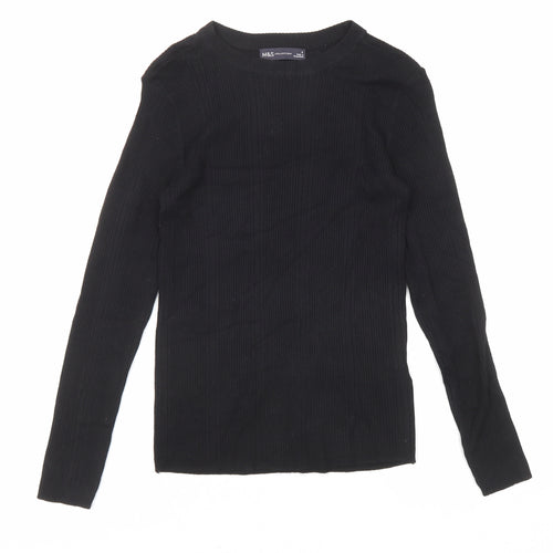 Marks and Spencer Womens Black Round Neck Viscose Pullover Jumper Size 8