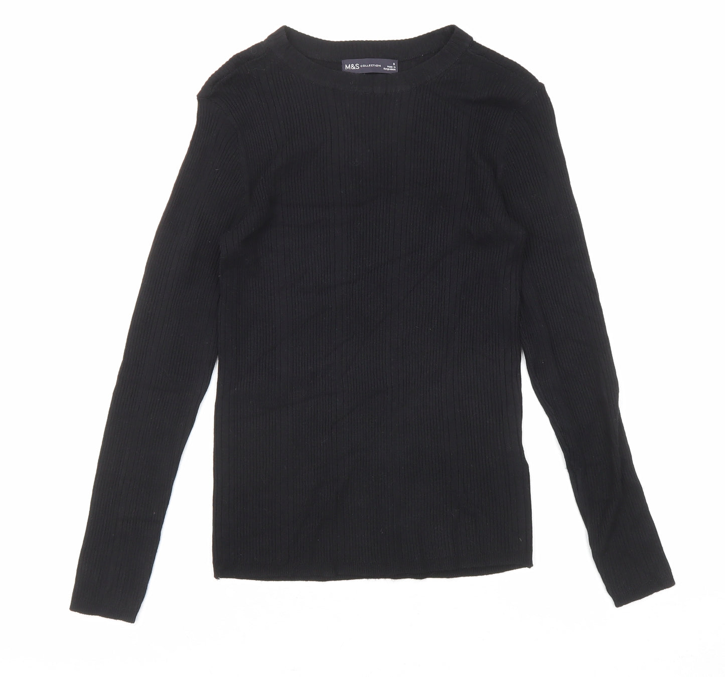 Marks and Spencer Womens Black Round Neck Viscose Pullover Jumper Size 8
