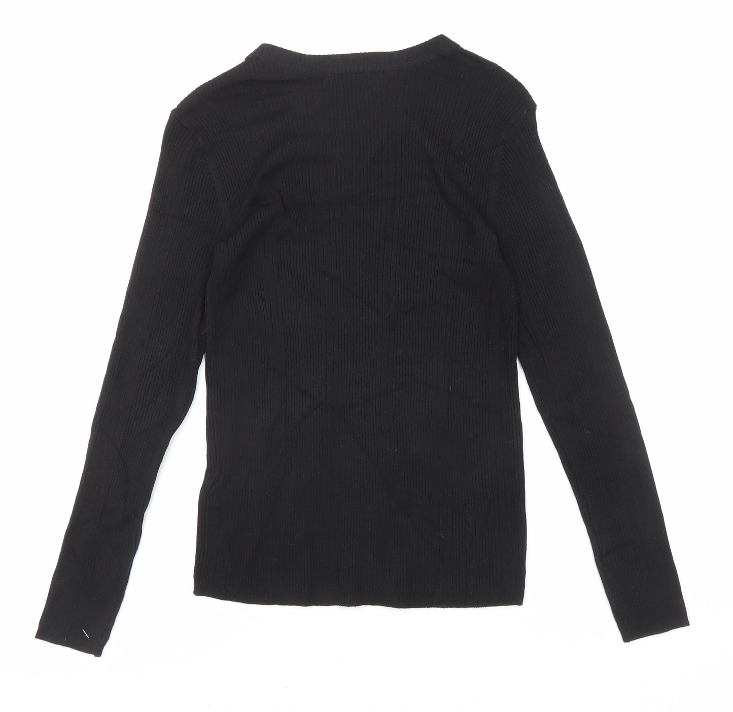 Marks and Spencer Womens Black Round Neck Viscose Pullover Jumper Size 8