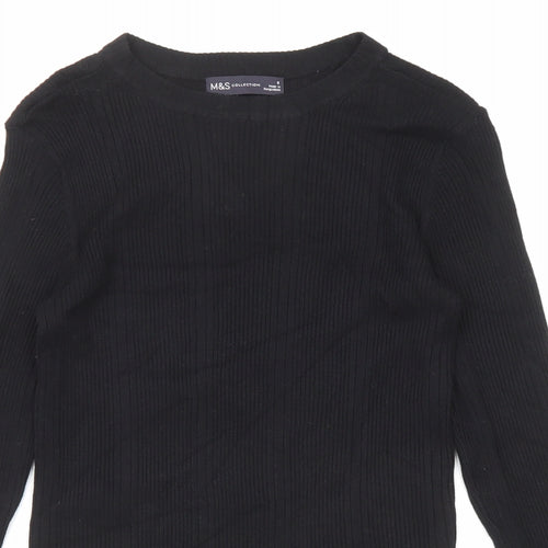 Marks and Spencer Womens Black Round Neck Viscose Pullover Jumper Size 8