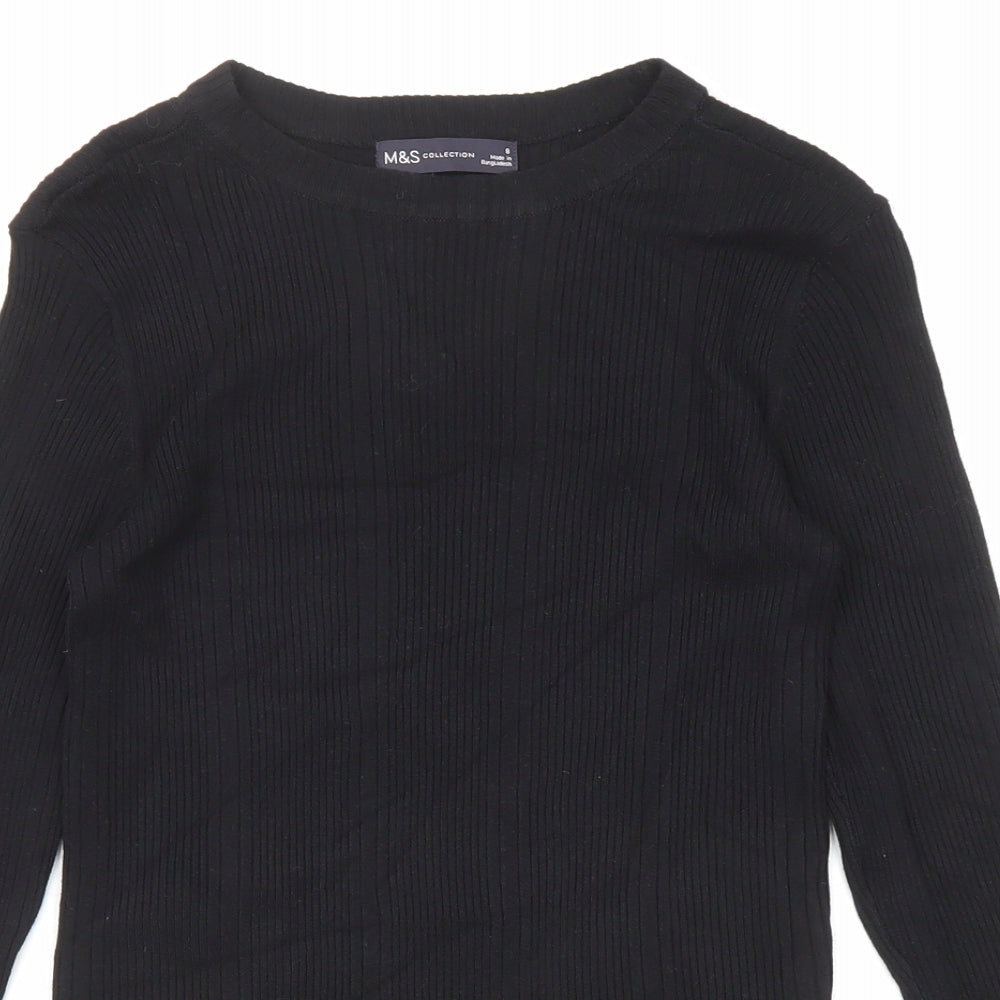 Marks and Spencer Womens Black Round Neck Viscose Pullover Jumper Size 8