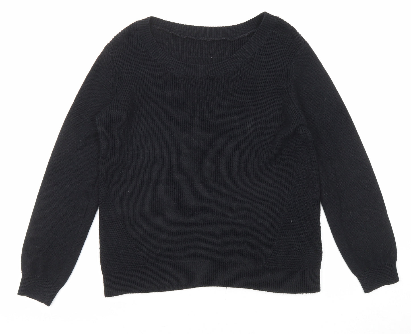 Marks and Spencer Womens Black Round Neck Cotton Pullover Jumper Size 12