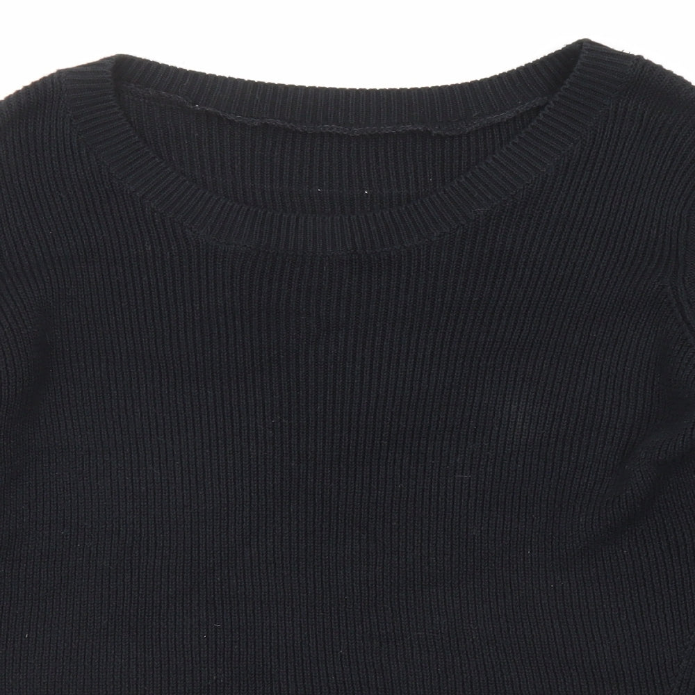 Marks and Spencer Womens Black Round Neck Cotton Pullover Jumper Size 12