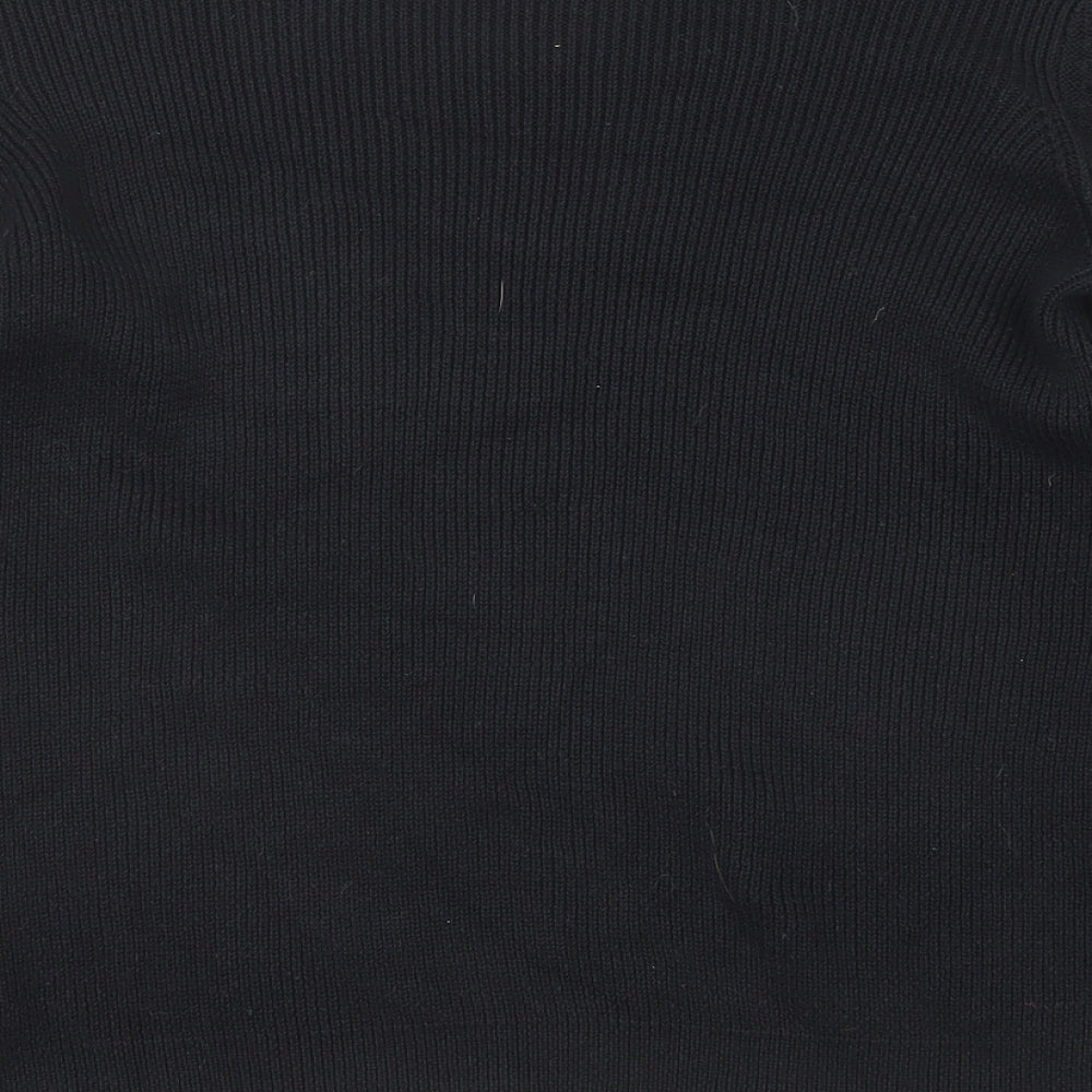 Marks and Spencer Womens Black Round Neck Cotton Pullover Jumper Size 12