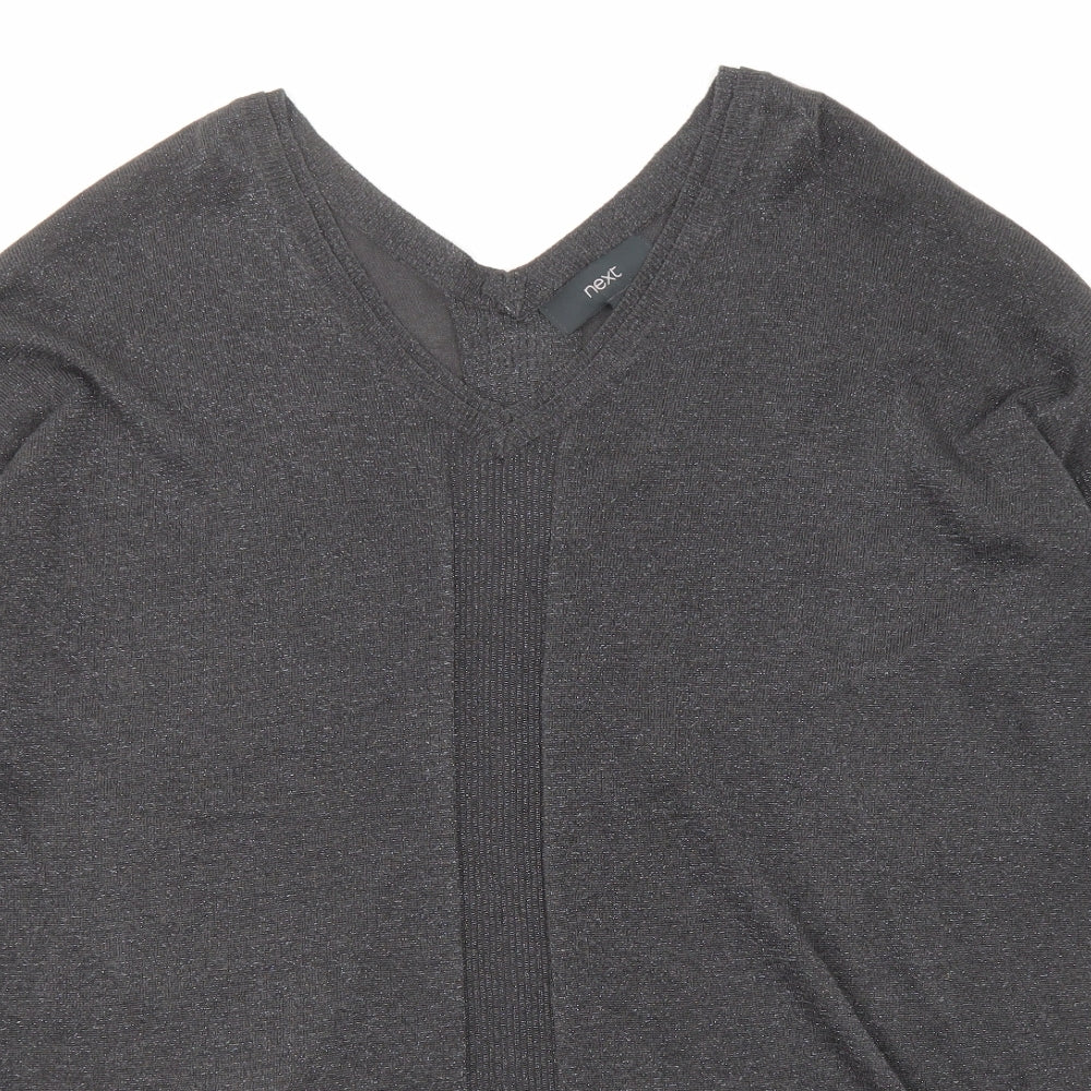 NEXT Womens Grey V-Neck Viscose Pullover Jumper Size 16