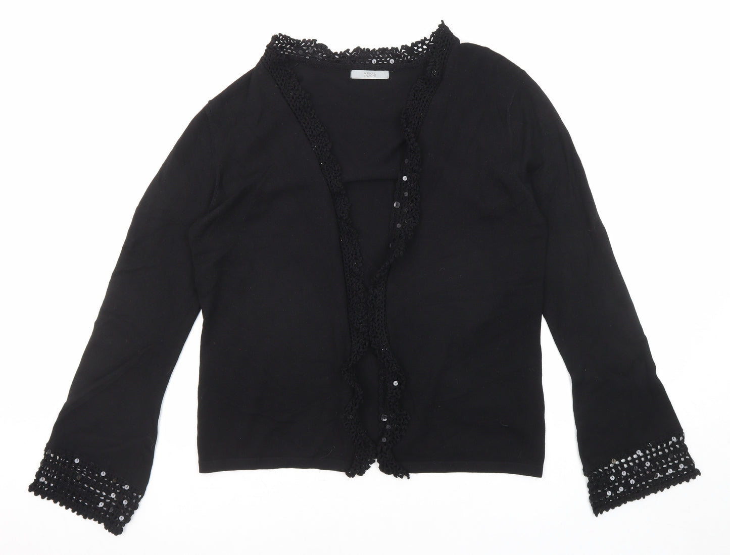 Marks and Spencer Womens Black V-Neck Viscose Cardigan Jumper Size 14