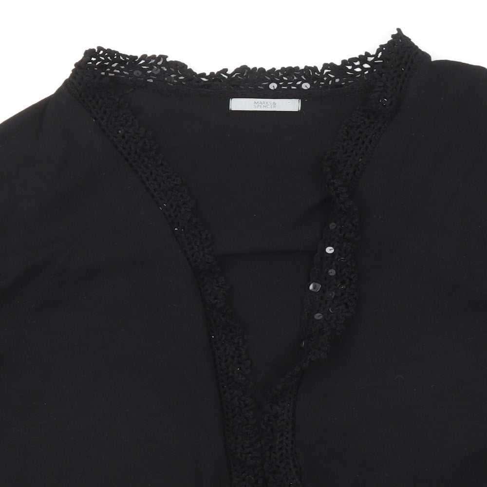Marks and Spencer Womens Black V-Neck Viscose Cardigan Jumper Size 14