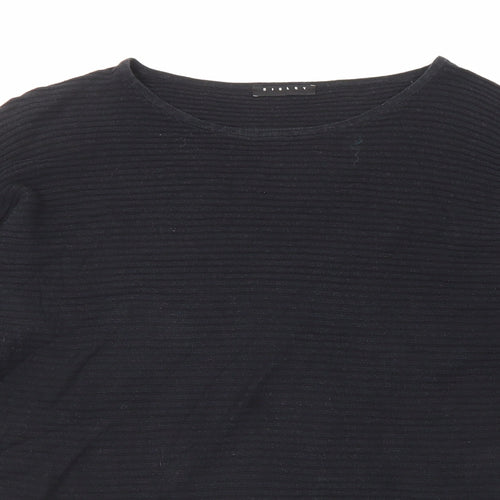 Sisley Womens Black Round Neck Cotton Pullover Jumper Size S