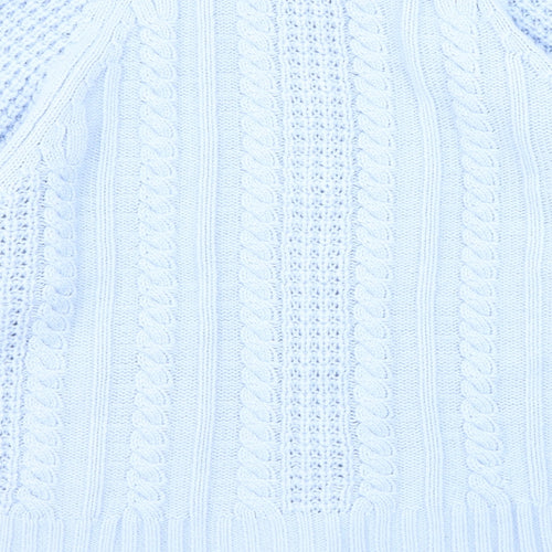 Lauren Taylor Womens Blue Round Neck Acrylic Full Zip Jumper Size L