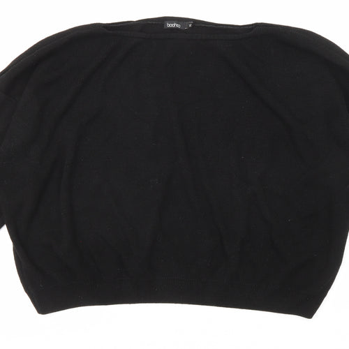 Boohoo Womens Black Round Neck Acrylic Pullover Jumper Size XL