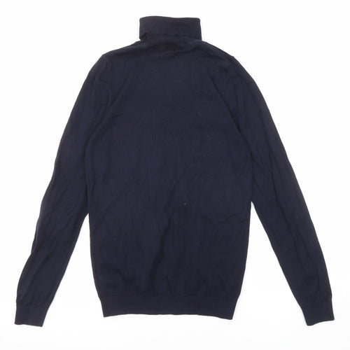NEXT Mens Blue Roll Neck Cotton Pullover Jumper Size XS Long Sleeve