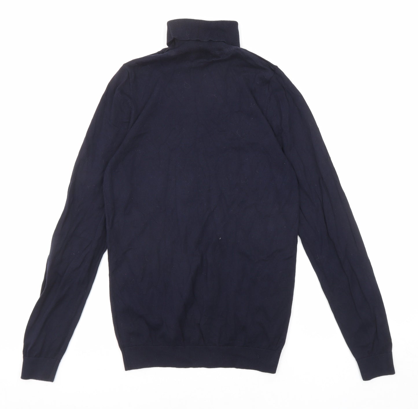 NEXT Mens Blue Roll Neck Cotton Pullover Jumper Size XS Long Sleeve