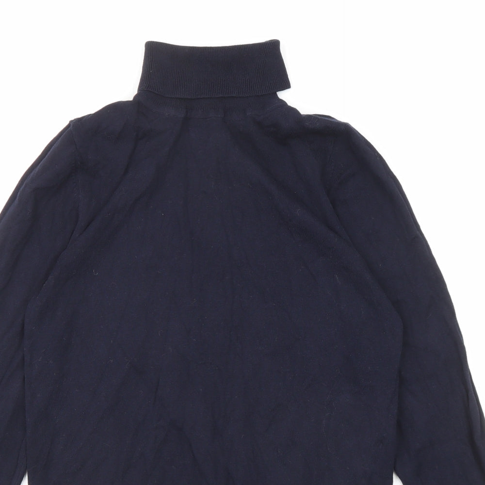 NEXT Mens Blue Roll Neck Cotton Pullover Jumper Size XS Long Sleeve