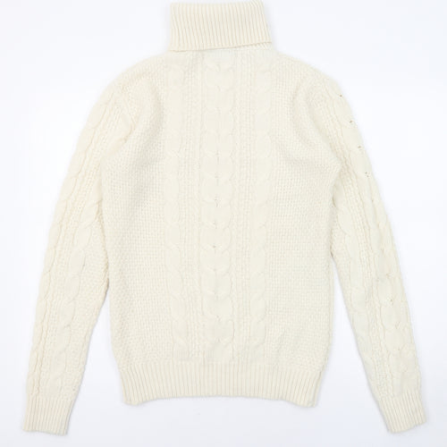 Reiss Womens Beige Roll Neck Wool Pullover Jumper Size M