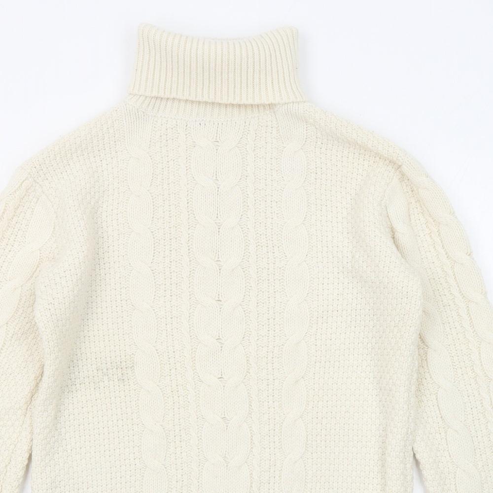 Reiss Womens Beige Roll Neck Wool Pullover Jumper Size M
