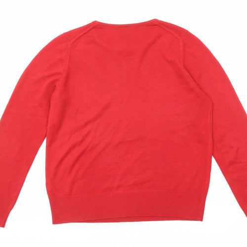 Marks and Spencer Womens Red Round Neck Acrylic Pullover Jumper Size 12