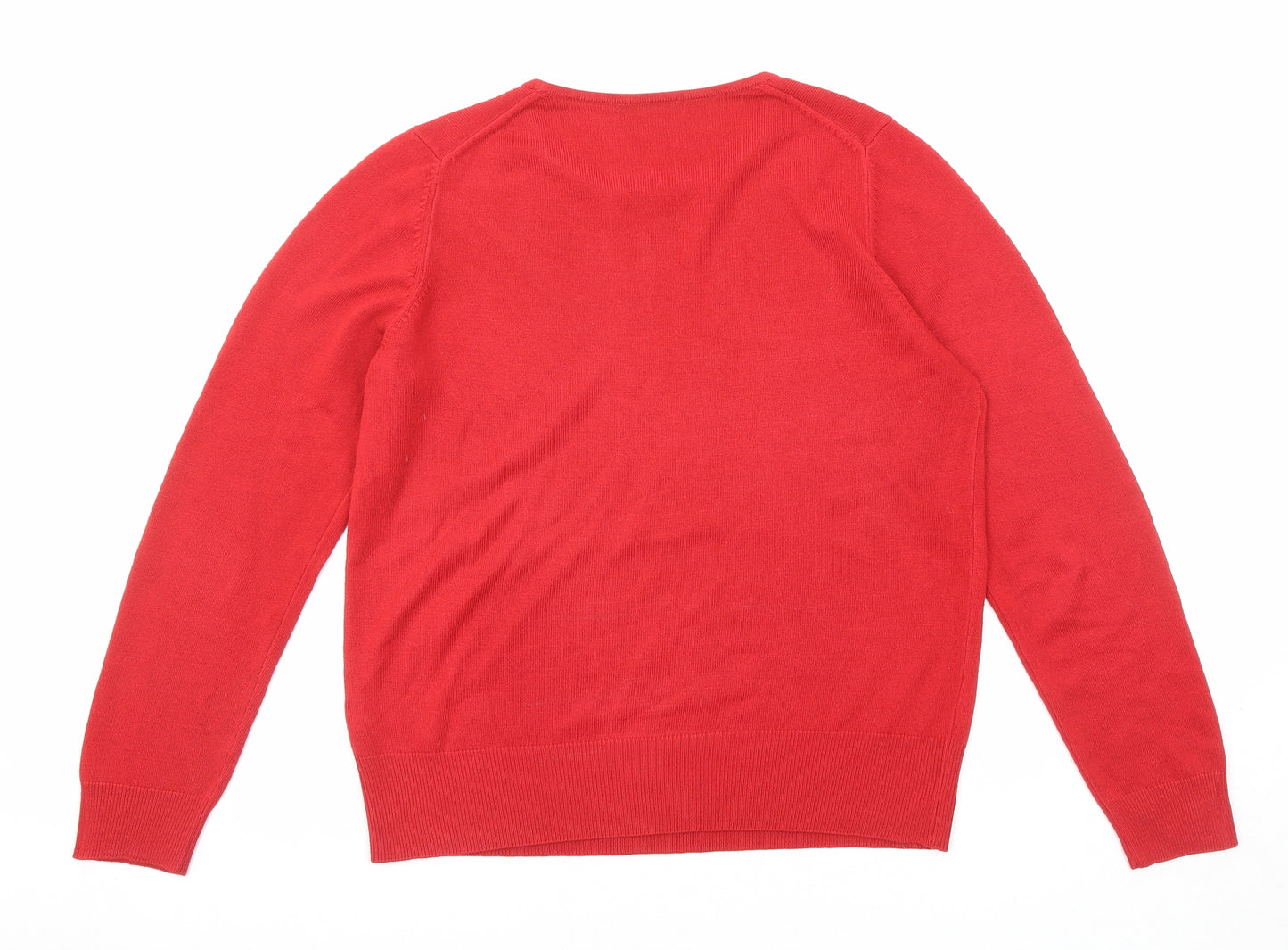 Marks and Spencer Womens Red Round Neck Acrylic Pullover Jumper Size 12