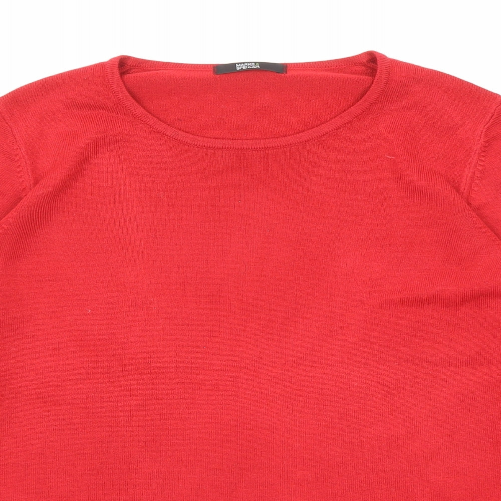 Marks and Spencer Womens Red Round Neck Acrylic Pullover Jumper Size 12