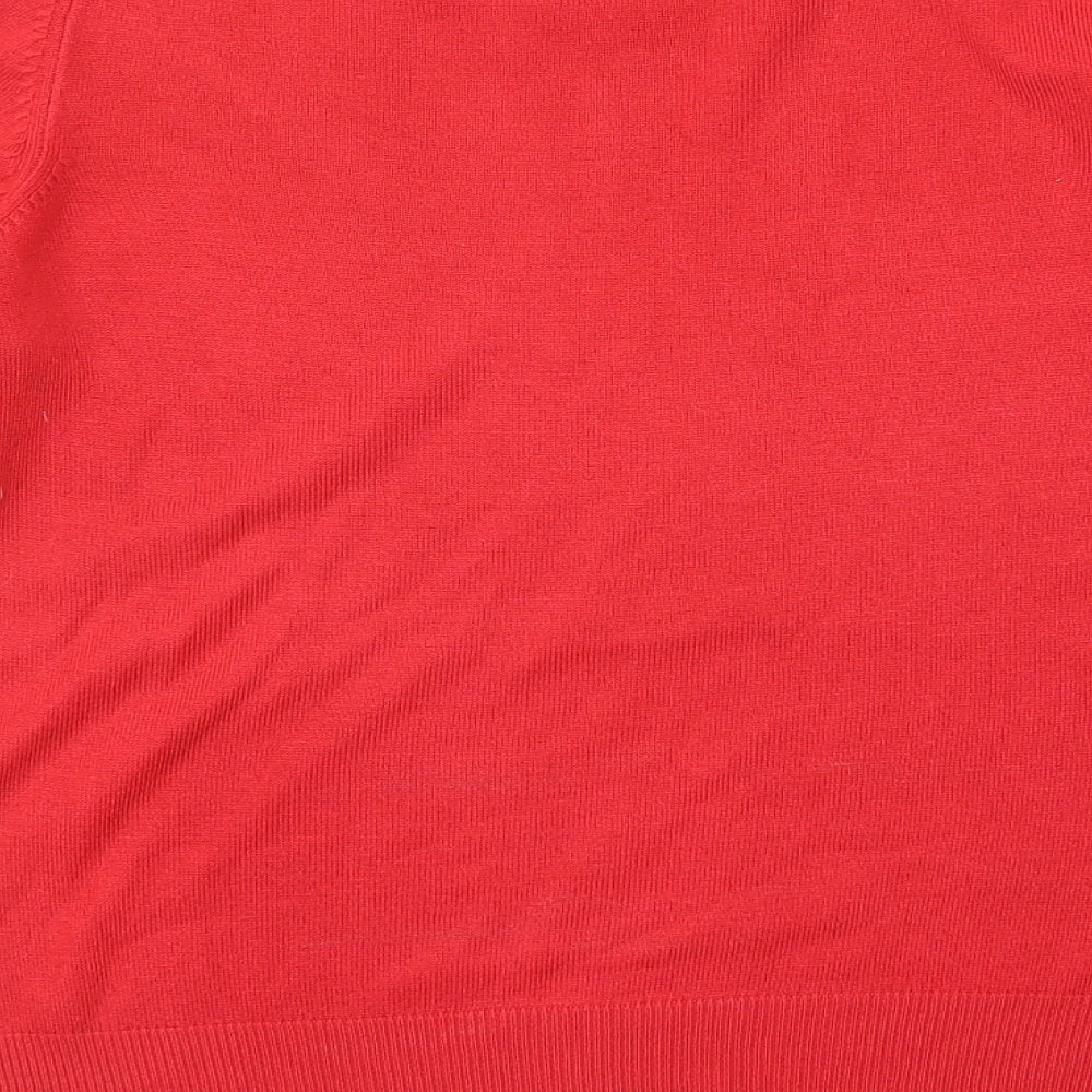 Marks and Spencer Womens Red Round Neck Acrylic Pullover Jumper Size 12