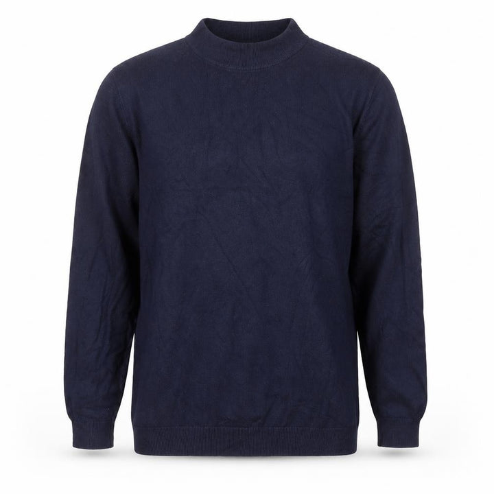 Pull&Bear Mens Blue Mock Neck Viscose Pullover Jumper Size L Long Sleeve