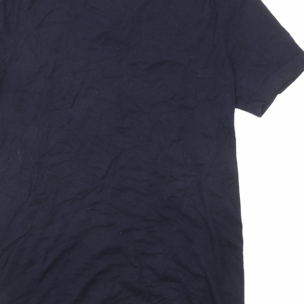 Marks and Spencer Womens Blue Cotton Basic Button-Up Size S Collared
