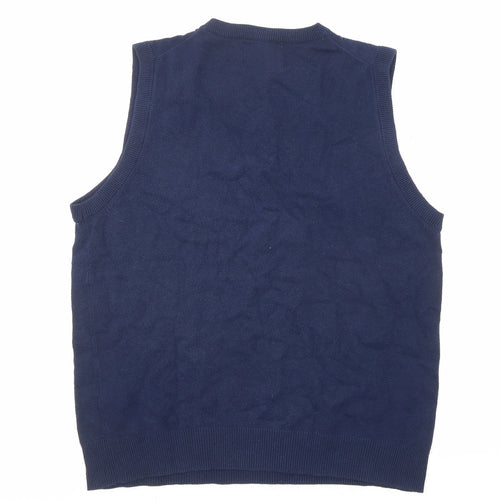 John Lewis Mens Blue V-Neck Cotton Pullover Jumper Size S Sleeveless