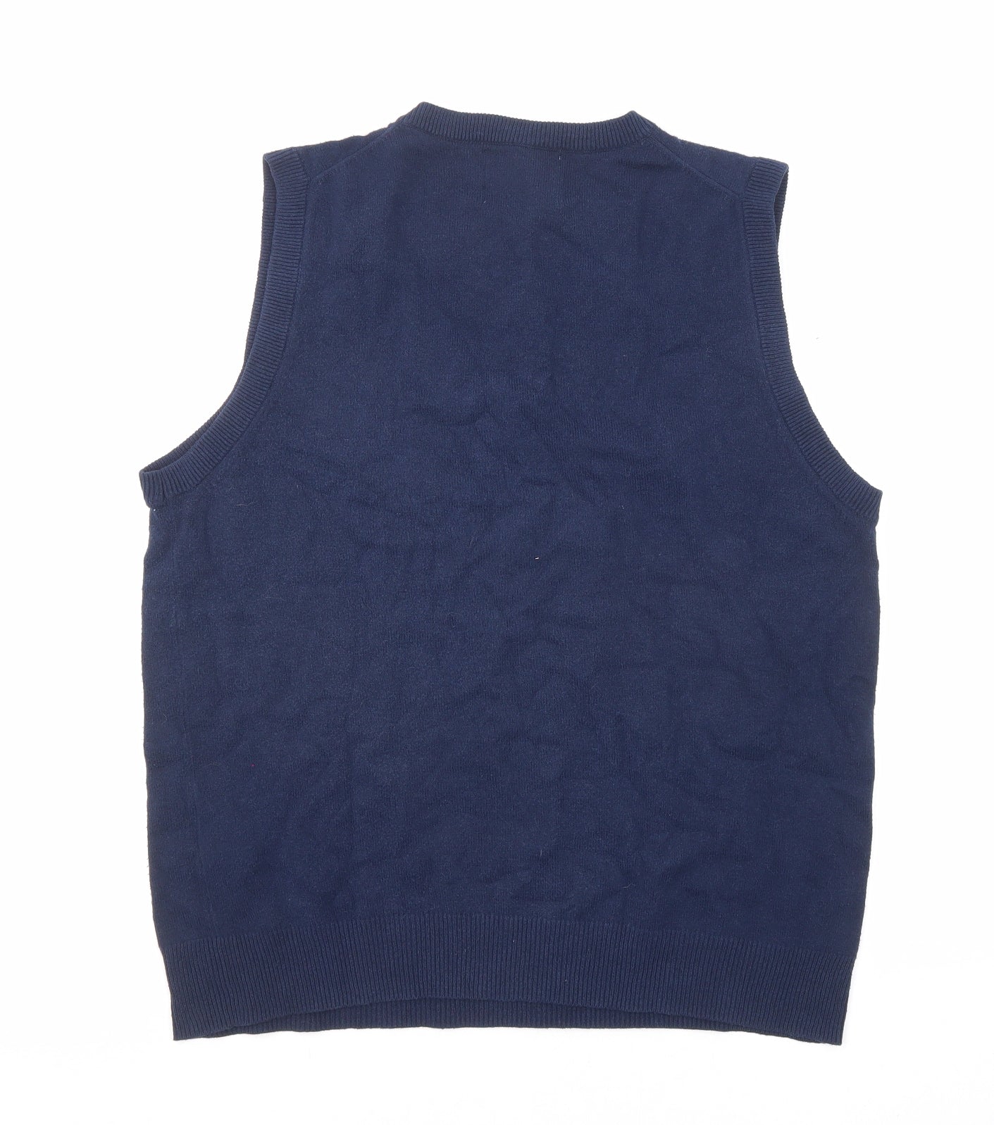 John Lewis Mens Blue V-Neck Cotton Pullover Jumper Size S Sleeveless