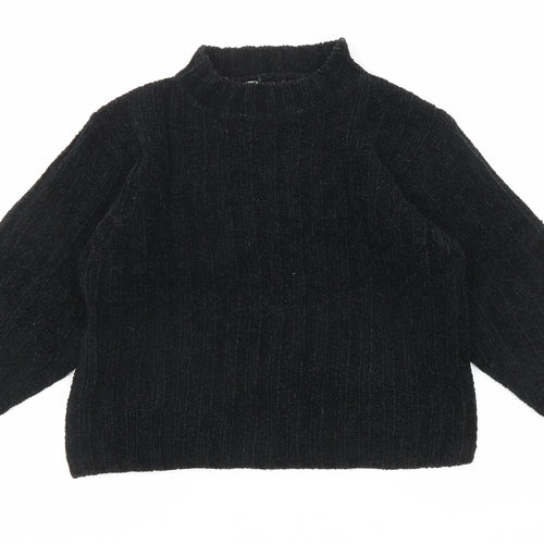 Theme Womens Black Mock Neck Acrylic Pullover Jumper Size 10 - Size 10-12