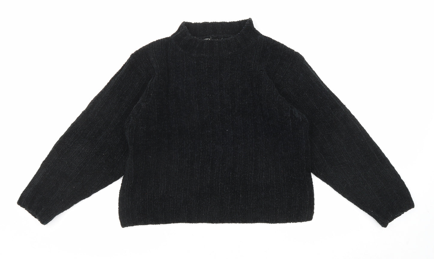 Theme Womens Black Mock Neck Acrylic Pullover Jumper Size 10 - Size 10-12