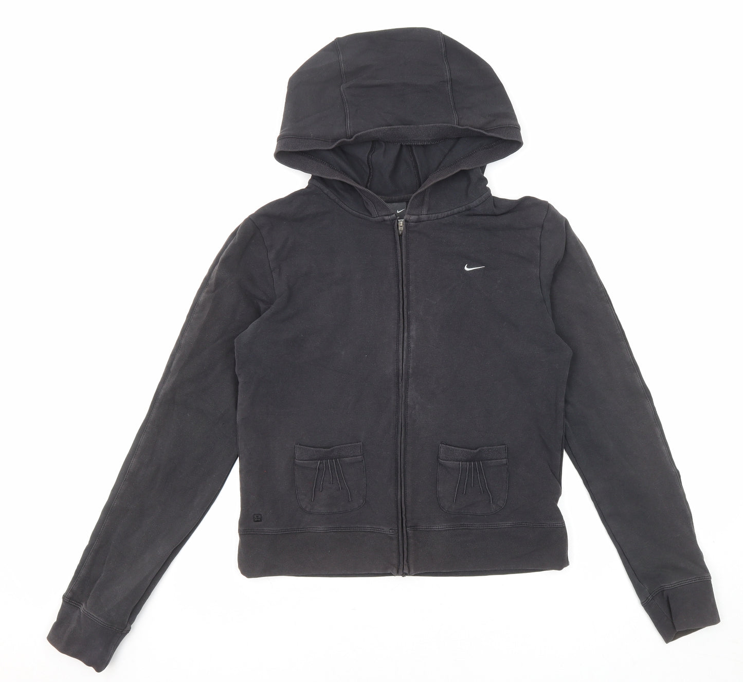 Nike Womens Black Cotton Full Zip Hoodie Size 10 Zip - Size 10-12