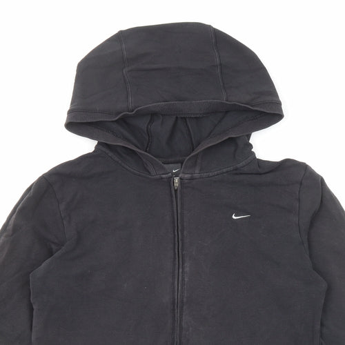 Nike Womens Black Cotton Full Zip Hoodie Size 10 Zip - Size 10-12