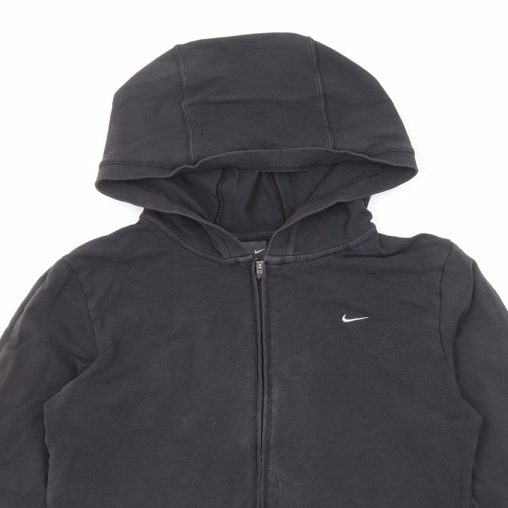 Nike Womens Black Cotton Full Zip Hoodie Size 10 Zip - Size 10-12