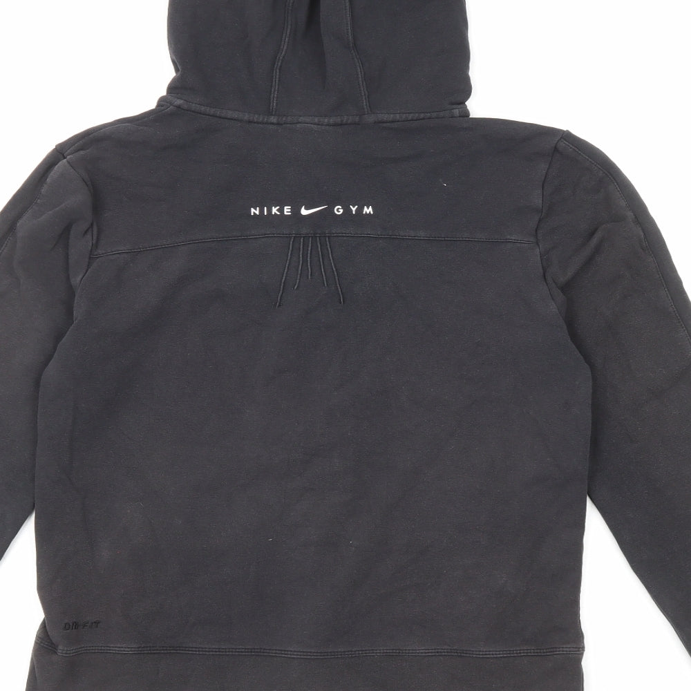 Nike Womens Black Cotton Full Zip Hoodie Size 10 Zip - Size 10-12