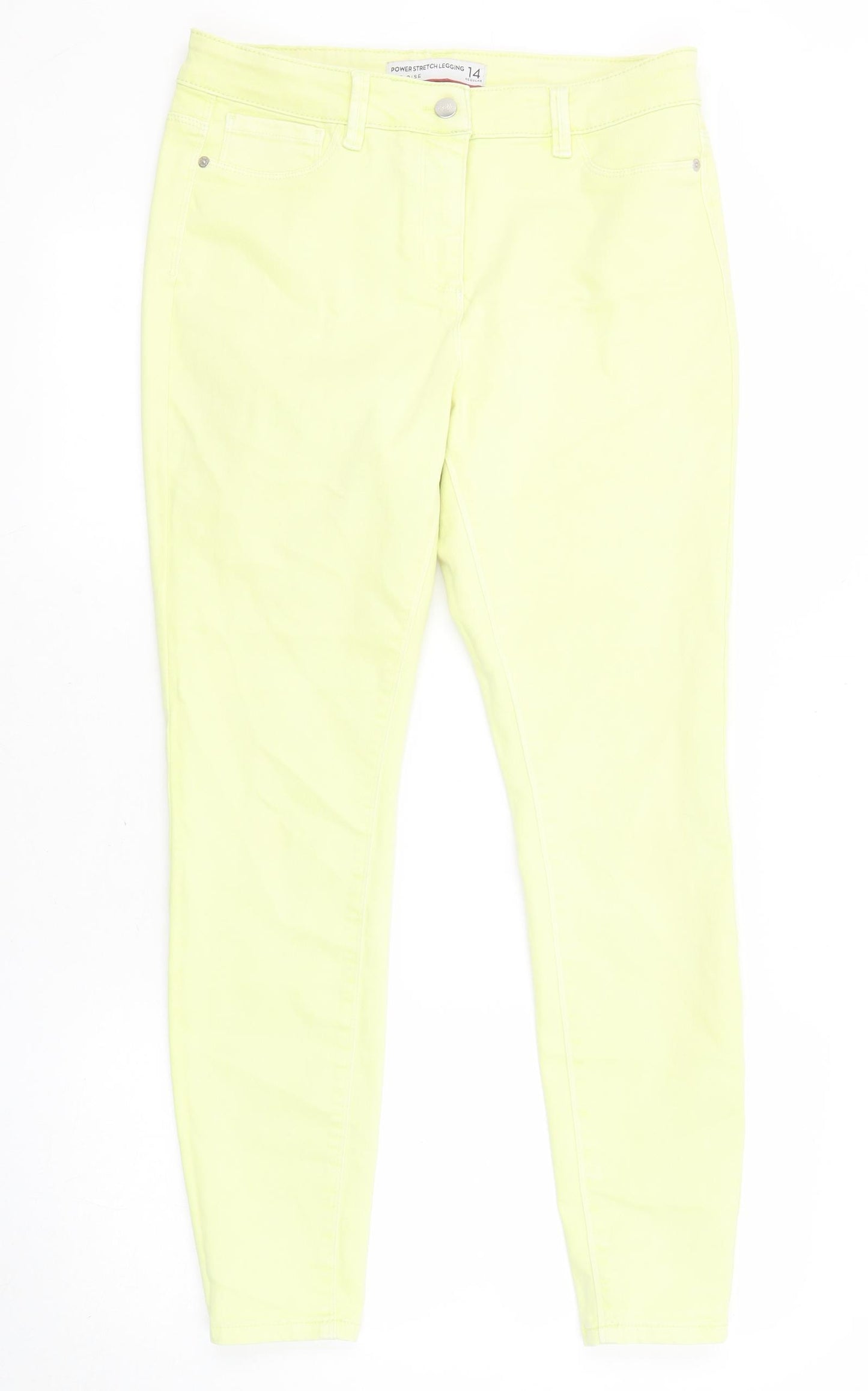 NEXT Womens Yellow Cotton Skinny Jeans Size 14 L27 in Regular Zip