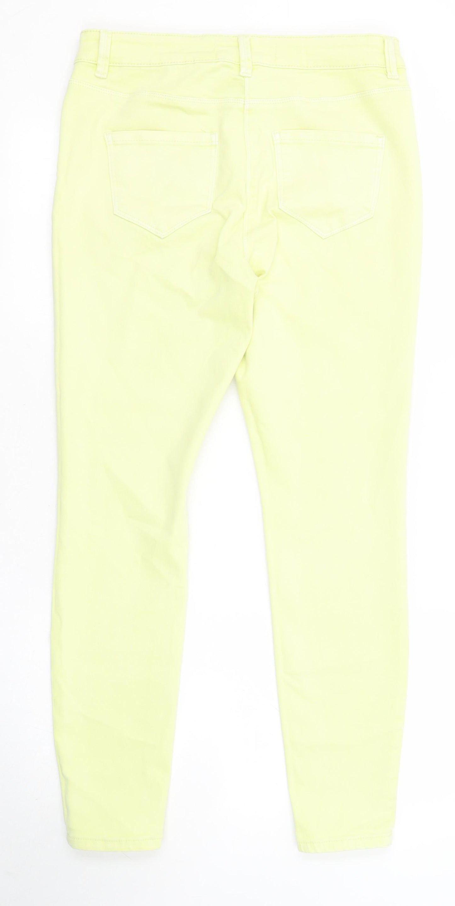 NEXT Womens Yellow Cotton Skinny Jeans Size 14 L27 in Regular Zip