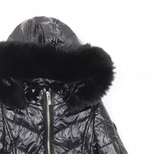 River Island Girls Black Basic Coat Coat Size 9-12 Months Zip