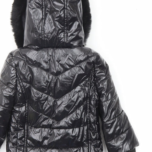 River Island Girls Black Basic Coat Coat Size 9-12 Months Zip