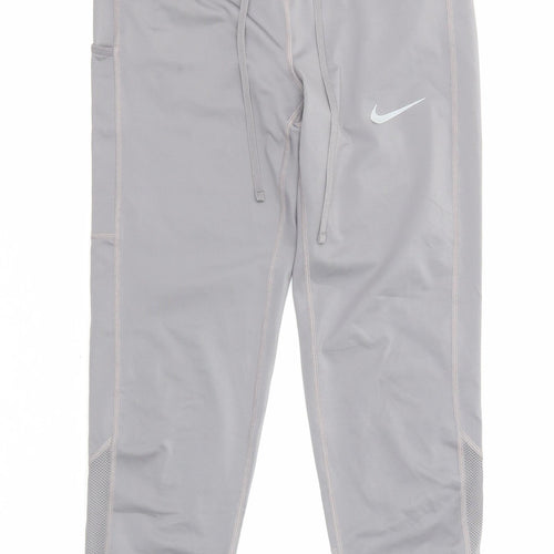 Nike Womens Grey Polyester Pedal Pusher Trousers Size XS L22 in Regular Drawstring