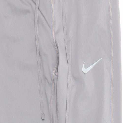 Nike Womens Grey Polyester Pedal Pusher Trousers Size XS L22 in Regular Drawstring