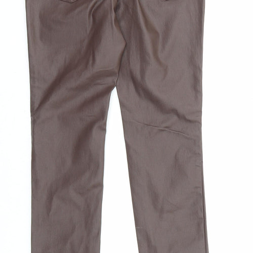 NEXT Womens Brown Viscose Trousers Size 8 L29 in Regular Zip