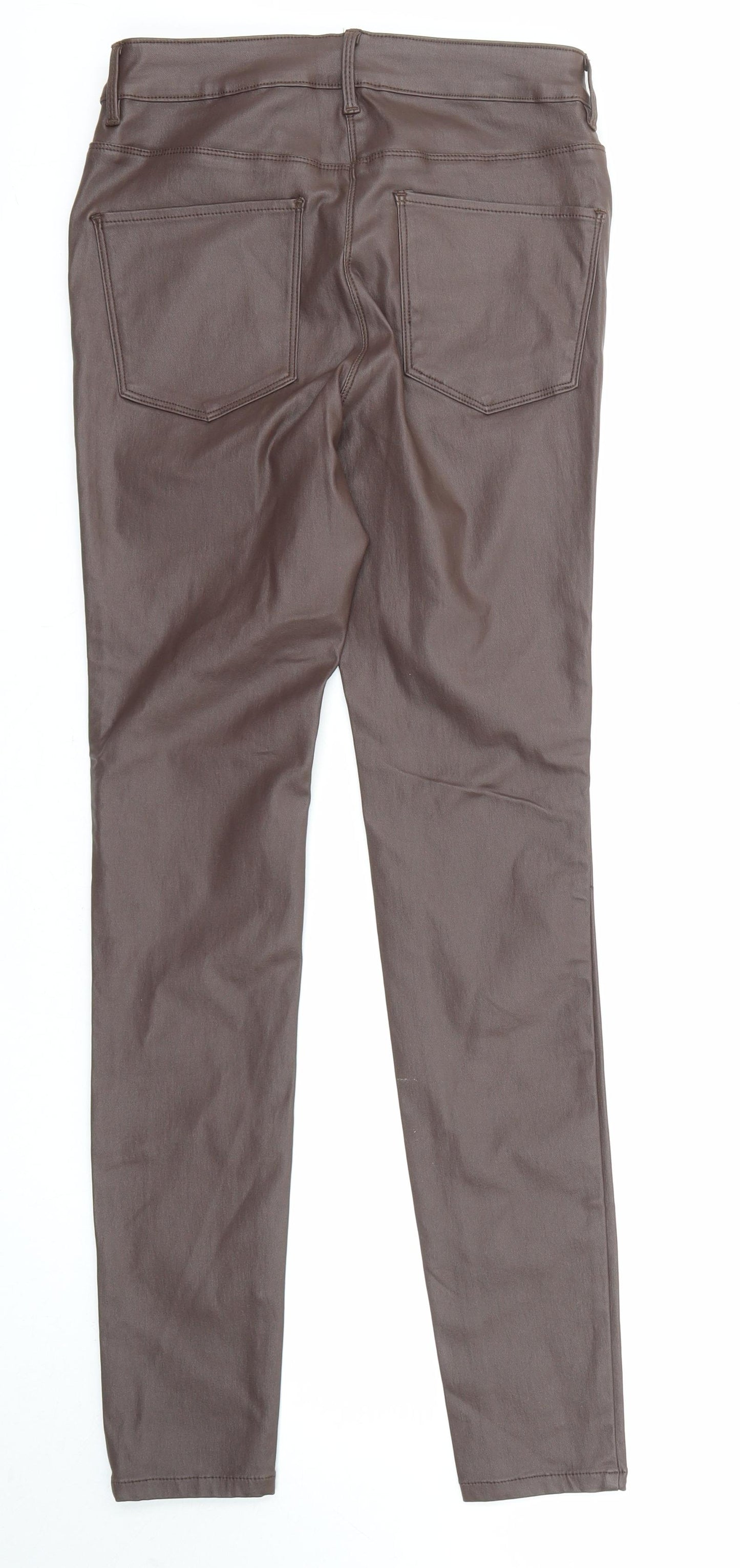 NEXT Womens Brown Viscose Trousers Size 8 L29 in Regular Zip