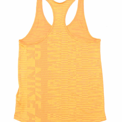 Nike Womens Orange Geometric Polyester Basic Tank Size XS Scoop Neck Pullover