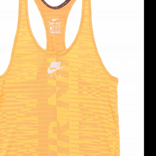 Nike Womens Orange Geometric Polyester Basic Tank Size XS Scoop Neck Pullover