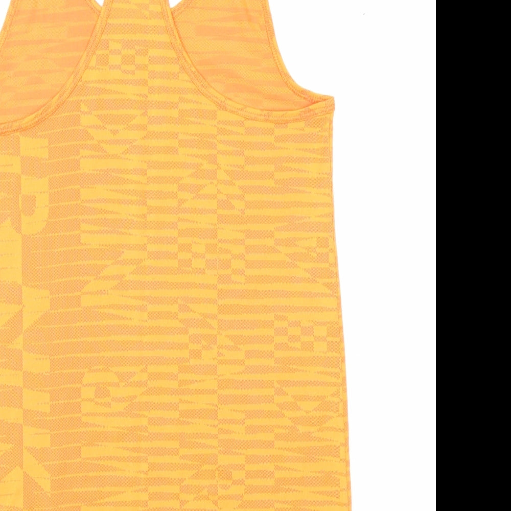 Nike Womens Orange Geometric Polyester Basic Tank Size XS Scoop Neck Pullover