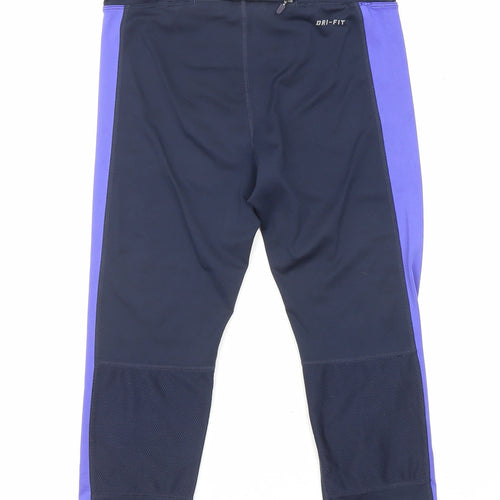 Nike Womens Blue Polyester Pedal Pusher Leggings Size XS L17 in Regular Drawstring