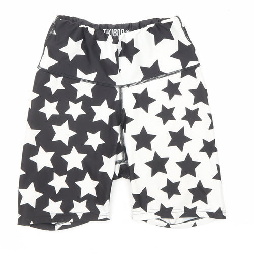 Tikiboo Womens Black Spotted Polyester Sweat Shorts Size XS L5 in Regular Pull On - Star pattern