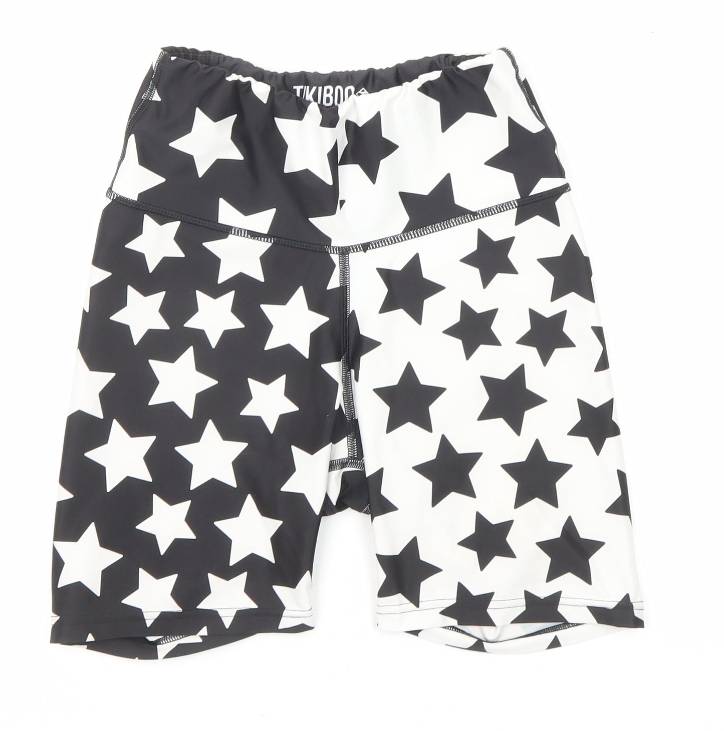 Tikiboo Womens Black Spotted Polyester Sweat Shorts Size XS L5 in Regular Pull On - Star pattern