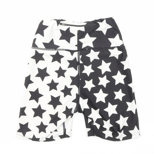 Tikiboo Womens Black Spotted Polyester Sweat Shorts Size XS L5 in Regular Pull On - Star pattern